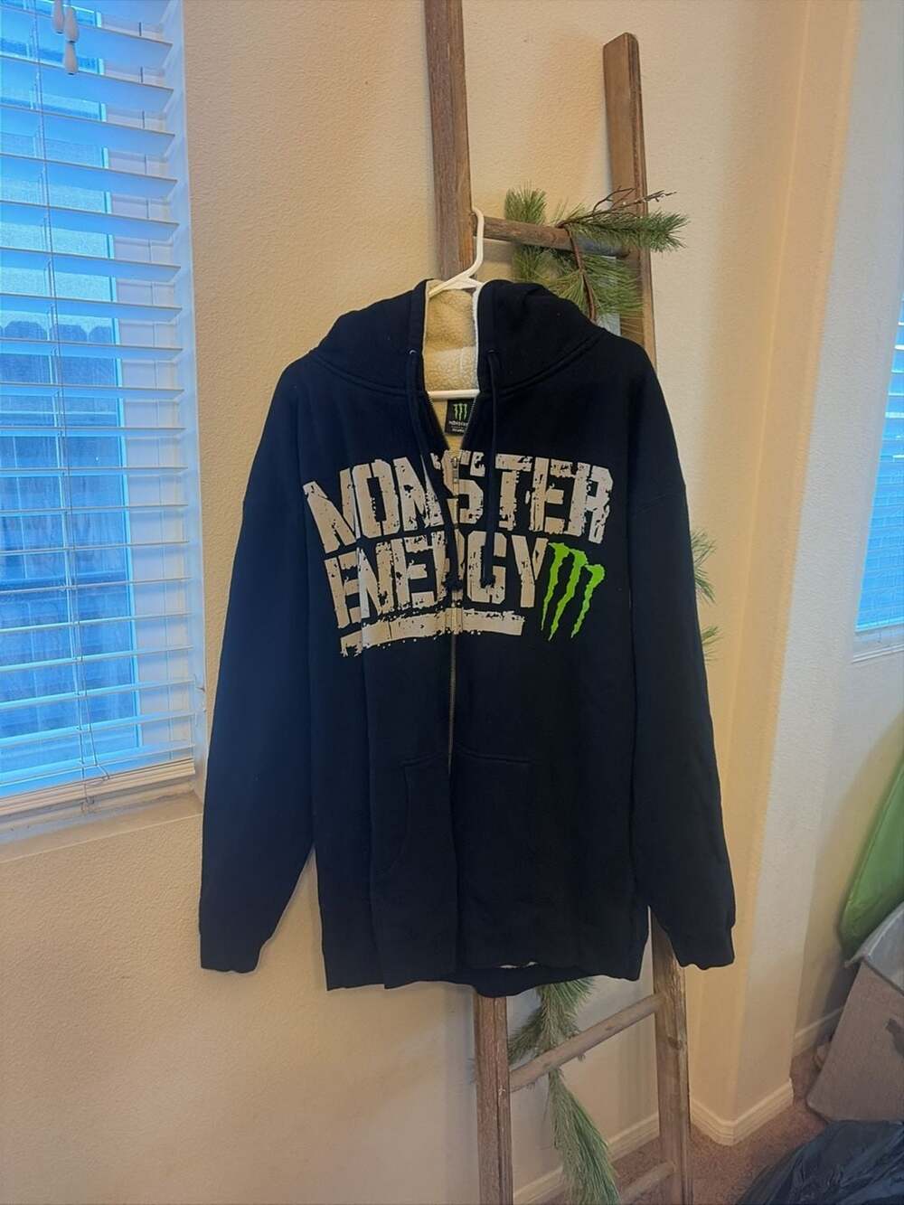 Monster Energy Men's Sherpa Lined Full Zip Hoodie Black 2xl